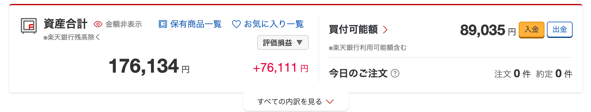 楽天証券の資産合計(2026年7月)