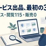 ココナラでAIサービスを出品した30日間｜6サービス・閲覧115・販売0の記録の説明用イラスト