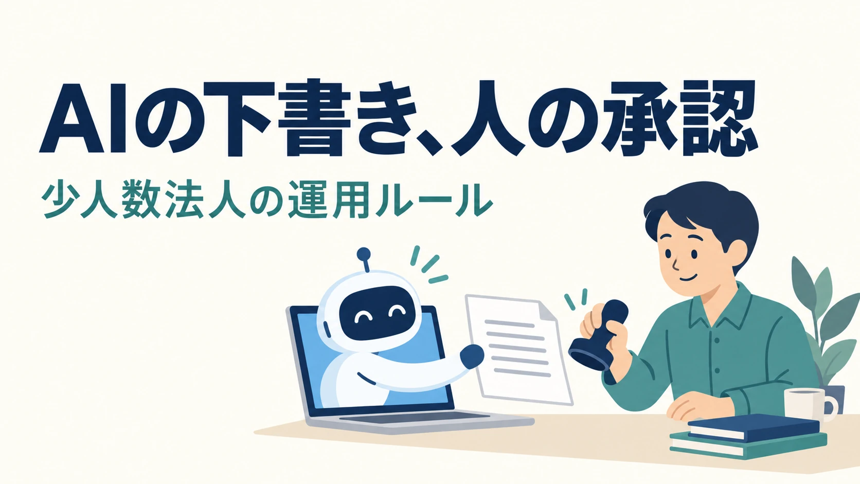 小規模法人でAIを使うときの承認ルール｜下書き・公開・送信を分けるの説明用イラスト